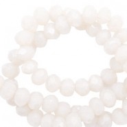 Abalorios de vidrio rondelle Facetados 8x6mm - Soft white-pearl shine coating